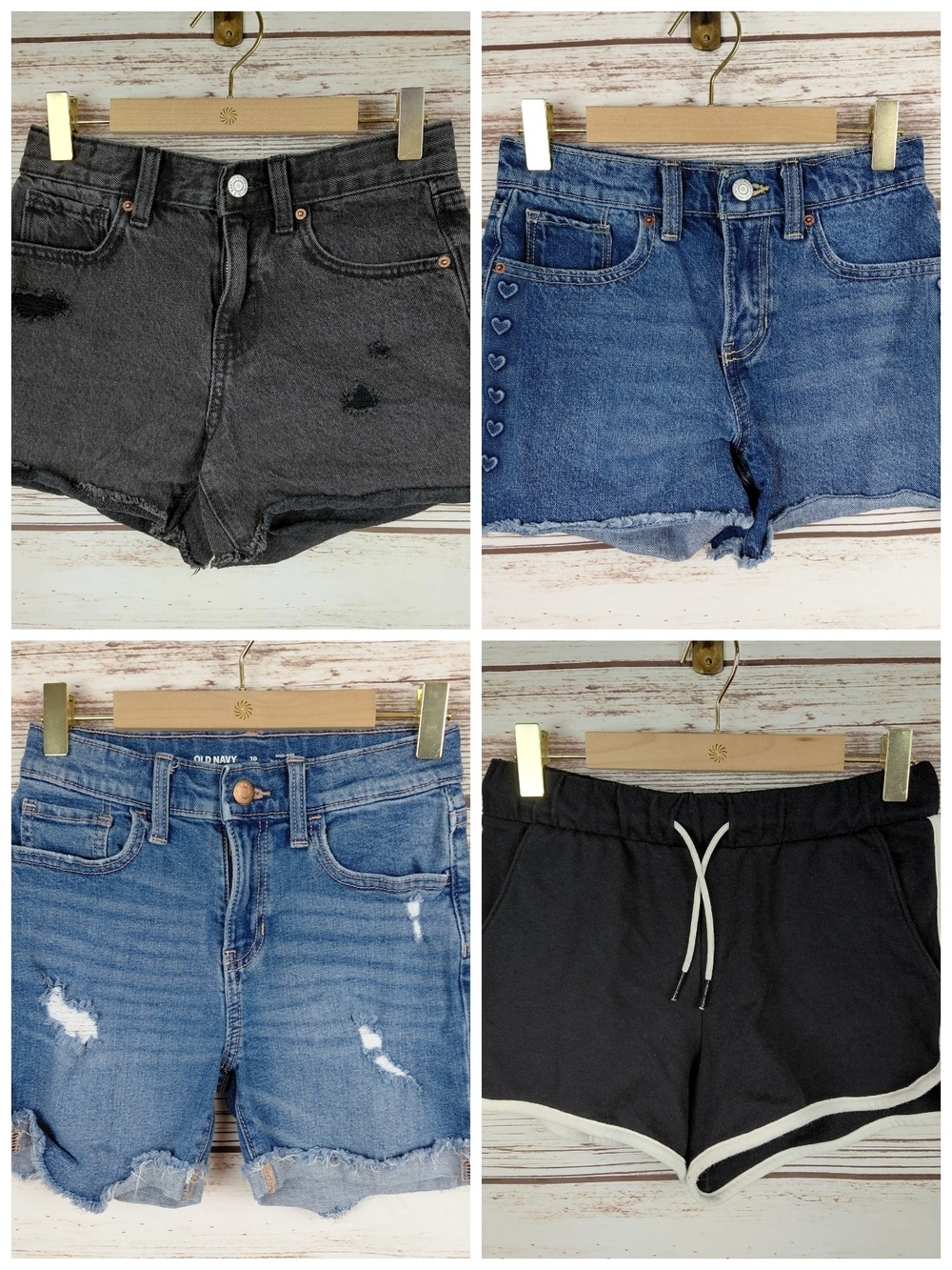 Lot of 4 Old Navy Girls Size 10 Denim & Stretch Cotton Shorts Black/Blue